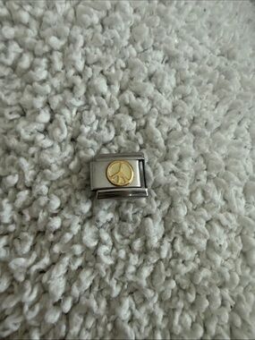 Gold Peace Sign - Italian Charm Bracelet Charm